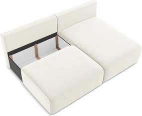 Кремав кадифен сгъваем/с място за съхранение ъглов диван (десен ъгъл) Kalena – Makamii