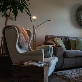 Модерна подова лампа от стомана с лампа за четене с LED - Eva