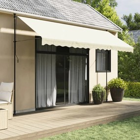 368749 vidaXL Прибираща се тента, кремава, 400x150 см, плат и стомана