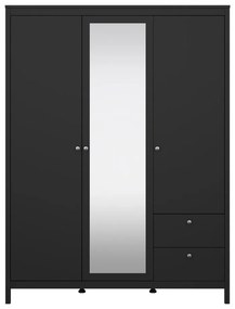 Черен гардероб с огледало 150x199x58 cm Madrid – Tvilum