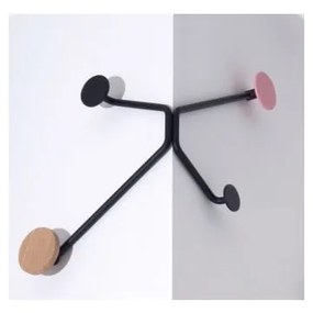 Черна стенна закачалка за външен ъгъл с розов детайл Hook - Gazzda