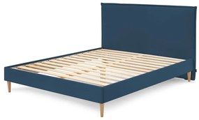 Синьо тапицирано двойно легло с решетка 160x200 cm Sary - Bobochic Paris