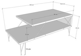 Холна маса Kalune Design 854KLN2826, 100x50x40 см, ПДЧ, Меламиново покритие, Бял