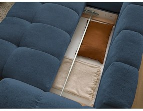 Тъмносин шенилов сгъваем/с място за съхранение ъглов диван (ляв ъгъл/L форма) Everest – Bobochic Paris