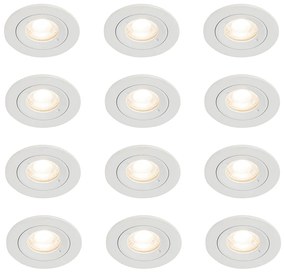 Комплект от 12 вградени прожектора бели кръгли GU10 50mm IP44 - Xena