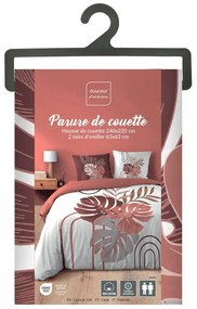 Бяло/розово двойно удължено памучно спално бельо 240x220 cm Astria – douceur d'intérieur