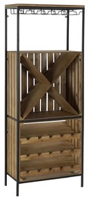 Шкаф за бутилки DKD Home Decor Черен Естествен Метал Ела 60 x 30 x 160 cm