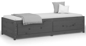 821591 vidaXL Дневно легло, сиво, борово дърво масив, 90x200 см