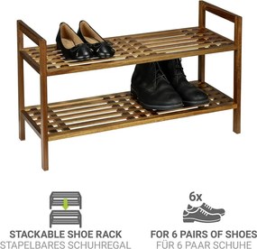 Стелаж за обувки от масивна акация в естествен цвят 69x40,5x27 cm Fondi – Wenko