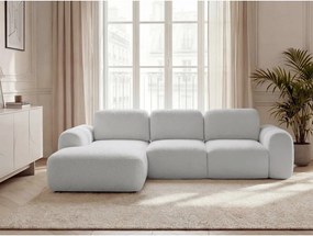 Светлосив сгъваем/с място за съхранение ъглов диван от прежда с примки от букле (ляв ъгъл) Montaigne – Bobochic Paris