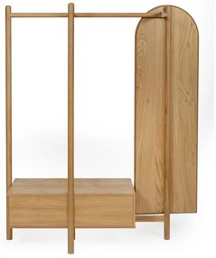 Стена в преддверието от дъбово дърво с огледало Tripod - Woodman