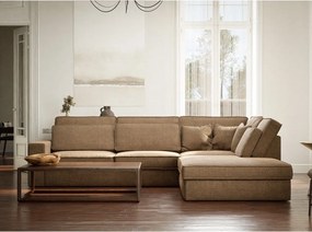 Светлокафяв шенилов ъглов диван (десен ъгъл/L форма) Kirou – Maison de Rêve