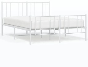 352550 vidaXL Метална рамка за легло с горна и долна табла, бяла, 160x200 см