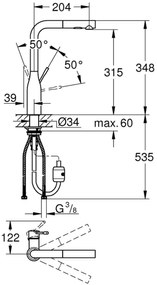 Кухненски кран Grohe Essence New με σπιράλ-Glossy silver