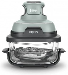 Фритюрник с горещ въздух преносим 4в1 Ninja CRISPi FN101EUSG, 1700W, 3.8l, 6 порции, 2 стъклени контейнера, 4 програми, Без PFAS и BPA, Зелен