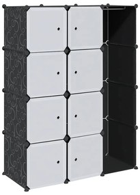 240497 vidaXL Модулен шкаф с 9 отделения, 109x36,5x143 см, черно и бяло