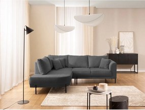 Тъмносив шенилов ъглов диван (ляв ъгъл/L форма) Mauris – Ropez