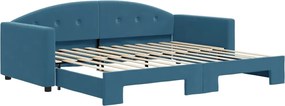 3197300 vidaXL Канапе с изтеглящо разтегателно легло синьо 90x200 см кадифе