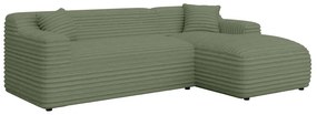 Зелен ъглов диван от рипсено кадифе (десен ъгъл) Martin – Ropez