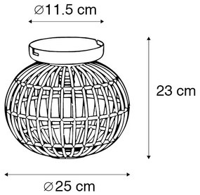 Ръстикална таванна лампа бамбук 25 см - Canna