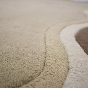 Ръчно изработен вълнен килим в естествен цвят 200x290 cm Leo Scallop – Flair Rugs