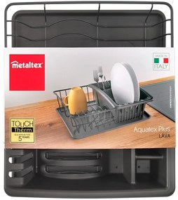 Антрацитно сива тавичка за капки от неръждаема стомана Aquatexplus Lava - Metaltex