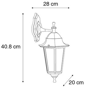 Класически външен стенен фенер черен IP44 - New Orleans down