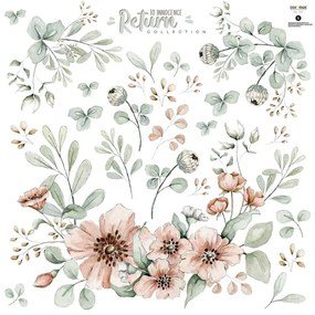 Комплект стикери за стена Pastel L Meadow Flowers - Dekornik