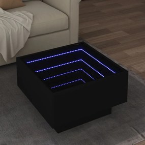 847505 vidaXL Маса за кафе с LED, черна, 50x50x30 см, инженерно дърво