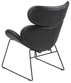 Черен фотьойл от изкуствена кожа с черни крака Cazar - Actona