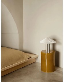 Бяла/в сребрист цвят затъмняваща се настолна лампа с текстилен абажур (височина 36 cm) Taite – Blomus