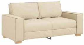 4104987 vidaXL Двуместен диван, кремав, 140 см, плат