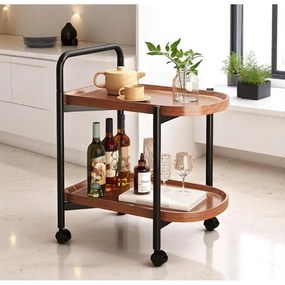 Мобилна масичка за кафе на колелца на две нива