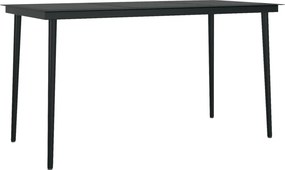 318750 vidaXL Градинска трапезна маса, черна, 140x70x74 см, стомана и стъкло