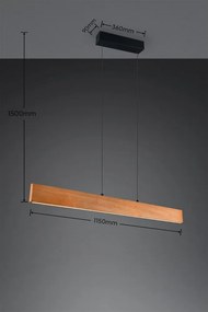 LED висящо осветително тяло в естествен цвят с дървен абажур Edgewood – Trio