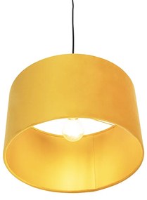 Висяща лампа с кадифена абажур охра с злато 35 см - Combi