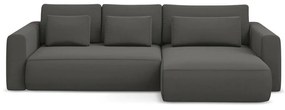 Тъмносив кадифен разтегателен ъглов диван с място за съхранение (десен ъгъл) Kapua – Makamii