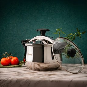 Тенджера под налягане Rosberg R51311A9, 9 литра, 2 капака, Индукция, Трислойно дъно, Инокс