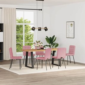 3315454 vidaXL Трапезни столове, 6 бр, розови, кадифе
