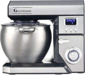 Планетарен миксер Goldmann GM-1115BD, 2200W, 8.5 л, 6 скорости + импулси, Таймер, Иноксова купа, LED, Инокс