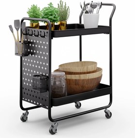 Klarstein Chibi, количка за сервиране, 2 полици, метална, кошници, куки, мобилна