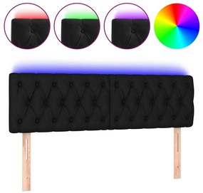 3122004 vidaXL LED горна табла за легло, черна, 160x7x78/88 см, кадифе