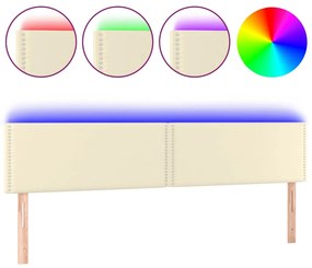 3121576 vidaXL LED Горна табла за легло, кремава, 180x5x78/88 см