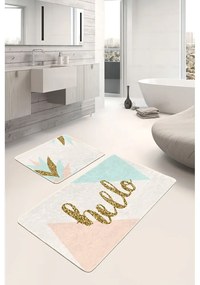 Кремави златни кадифени постелки за баня в комплект от 2 бр. 60x100 cm Hello – Mila Home