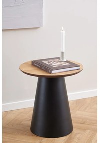 Кръгла масичка за кафе в черен и естествен цвят с дъбов плот ø 45 cm Soli - Actona