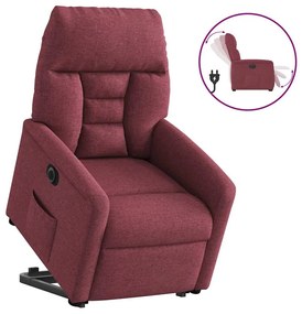 3303055 vidaXL Електрически изправящ реклайнер стол, виненочервен, текстил
