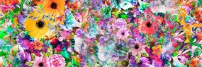 Картина на платно – Цветя в пъстроцветен вариант