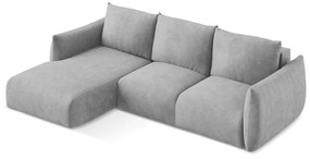 Светлосив шенилов сгъваем ъглов диван (ляв ъгъл) Leila – Makamii