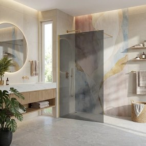 Параван за душ Rea Flexi Grey / Brush Gold 130