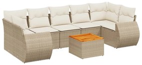 3257248 vidaXL Градински диван с възглавници, 8 части, бежов полиратан